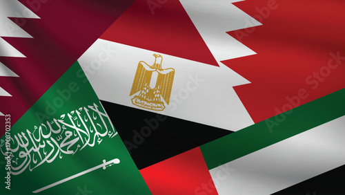 Illustration Vector Featuring Saudi Arabia, UAE, Qatar, Egypt and Bahrain Identities