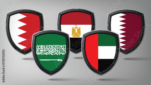 Illustration Vector Featuring Saudi Arabia, UAE, Qatar, Egypt and Bahrain Identities