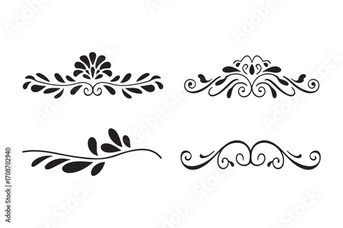 Elegant black flourish ornaments and borders for design