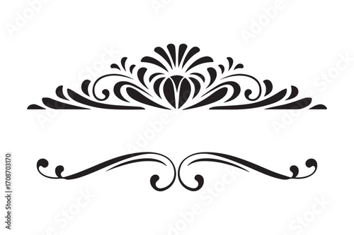 Elegant black flourish ornament with decorative swirls
