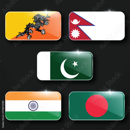 Illustration Vector Featuring India, Pakistan, Bangladesh, Nepal and Bhuthan  Identities