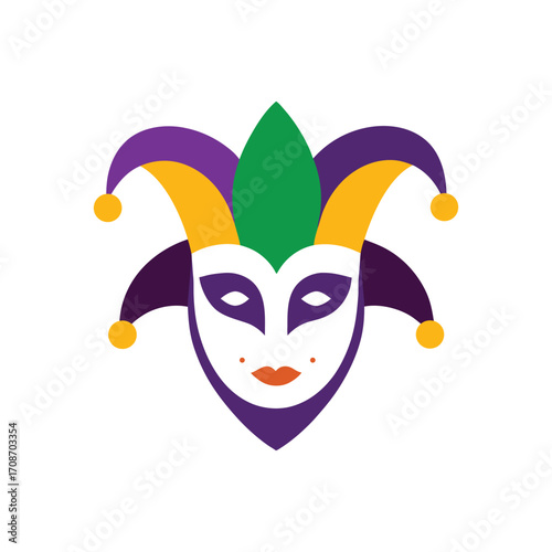 A colorful Mardi gras theater face celebration mask vector art illustration
