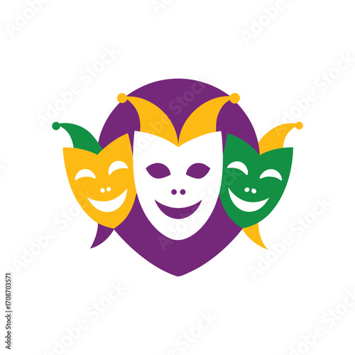 Colorful Mardi gras theater face celebration masks vector art illustration