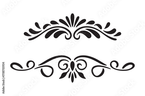 Elegant black flourish ornaments for design and decoration