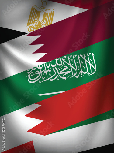 Illustration Vector Featuring Saudi Arabia, UAE, Qatar, Egypt and Bahrain Identities