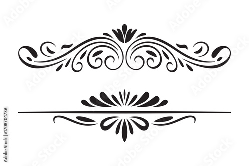 Elegant black flourish decorative elements for design