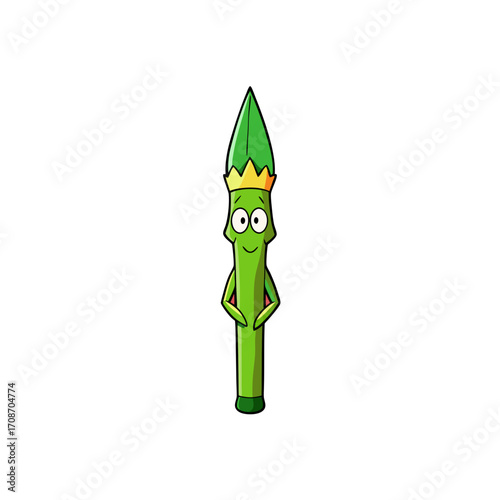 cartoon asparagus spear on christmas hat art vecto