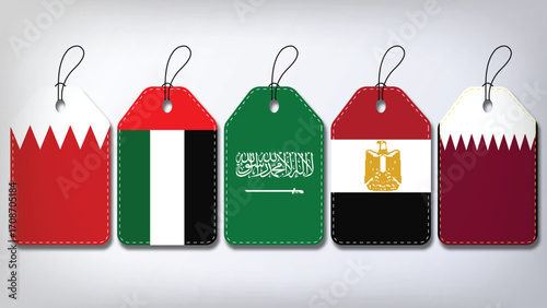 Illustration Vector Featuring Saudi Arabia, UAE, Qatar, Egypt and Bahrain Identities