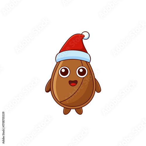 cartoon cocoa bean on christmas hat art vector