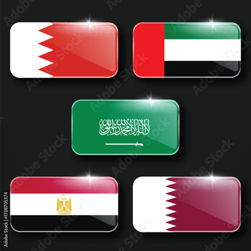 Illustration Vector Featuring Saudi Arabia, UAE, Qatar, Egypt and Bahrain Identities
