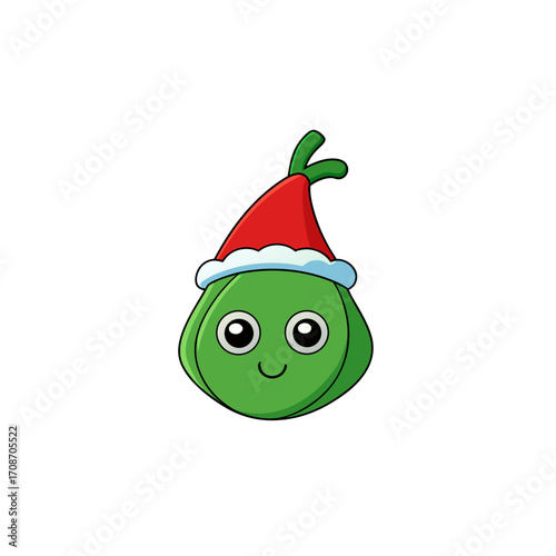 cartoon dill sprig on christmas hat art vector