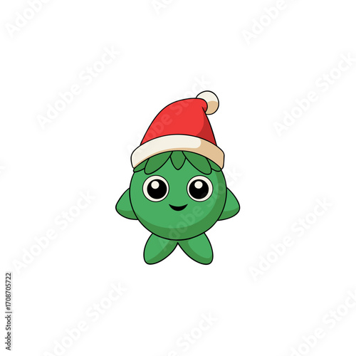 cartoon kang kong  water spinach  on christmas hat