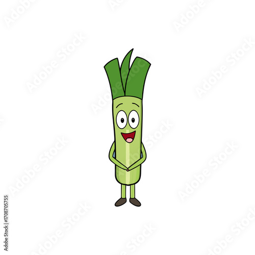 cartoon leek on christmas hat art vector