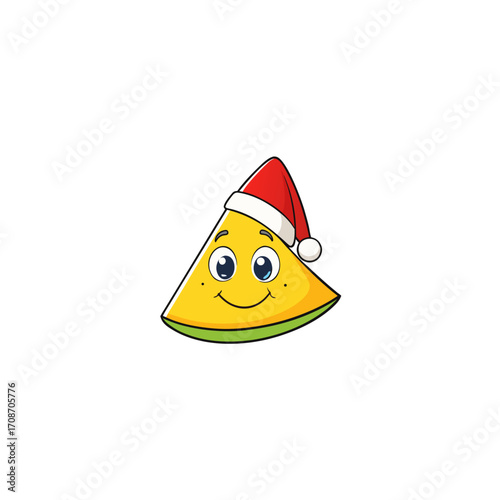 cartoon lemon wedges on christmas hat art vector