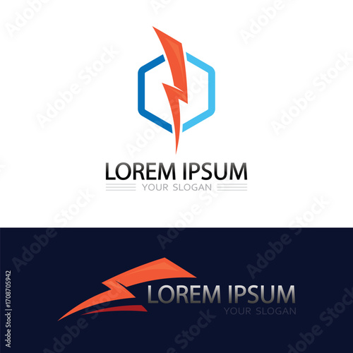 Free Download electric thunderbolt lightning logo design vector icon for energy branding - GFXLoad
