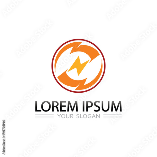 Powerful electricity thunderbolt lightning icon vector logo design for energy company branding