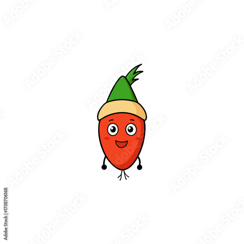 cartoon radish on christmas hat art vector