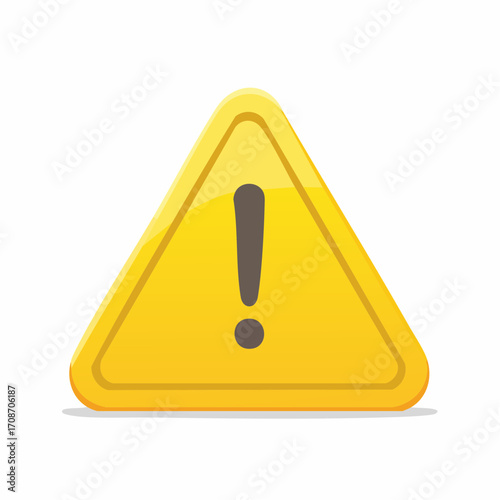 Attention Symbol: A simplified visual communication, a yellow caution sign, warns of potential hazard or alerts to important matters, often signaling risk or urging awareness.