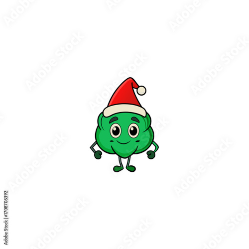 cartoon spinach on christmas hat art vector
