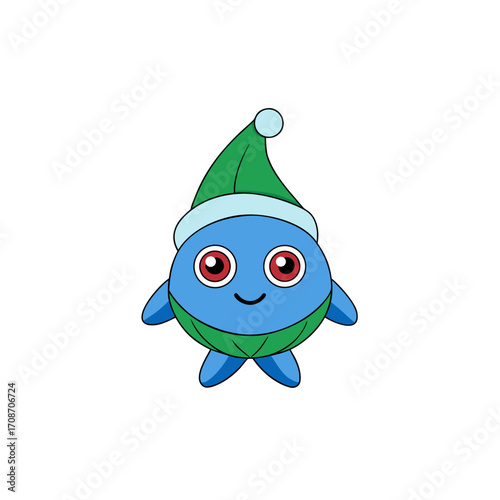 cartoon water spinach on christmas hat art vector