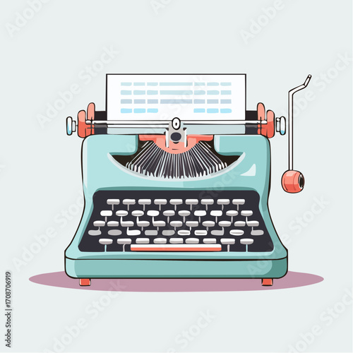 Vintage Typewriter Illustration: A retro illustration of a classic typewriter, ready to inspire creative work, highlighting the nostalgic charm of analog writing.