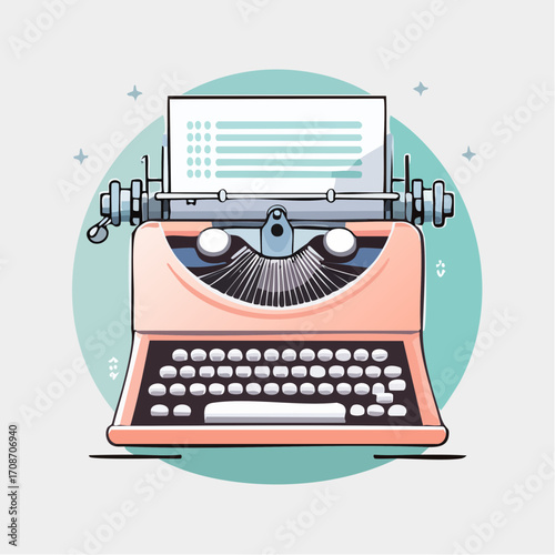 Vintage Typewriter: A beautifully illustrated vintage typewriter stands poised, ready to bring forth stories, ideas, and written masterpieces. The image captures the essence of classic writing tools.