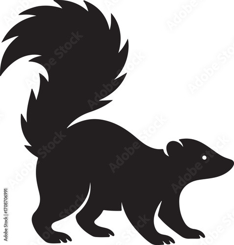 Skunk Silhouette Vector Illustration of Backyard Wildlife Animal Icon for Nature and Outdoor Design