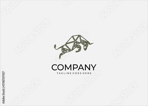 Polygon Bull Vector Logo – Abstract Geometric Charging Bull Design for Finance, Power Branding, and Modern Mascot Identity.