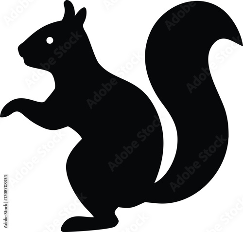 Squirrel Silhouette Vector Illustration of Common Backyard Wildlife Animal Icon Design