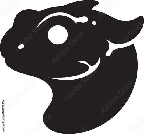 Stylized black silhouette of a cute guinea pig head facing left