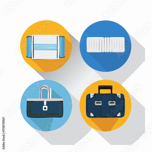 Essential Travel Collection: Flat lay of luggage, capturing the essence of travel essentials with a modern aesthetic.