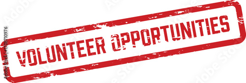 A red rectangular stamp announces Volunteer Opportunities