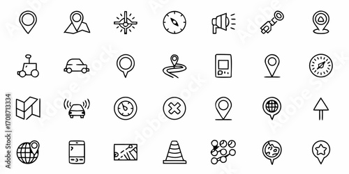 Discover essential navigation and location icons for maps, travel, and modern business applications, offering clear visual guidance for any project.