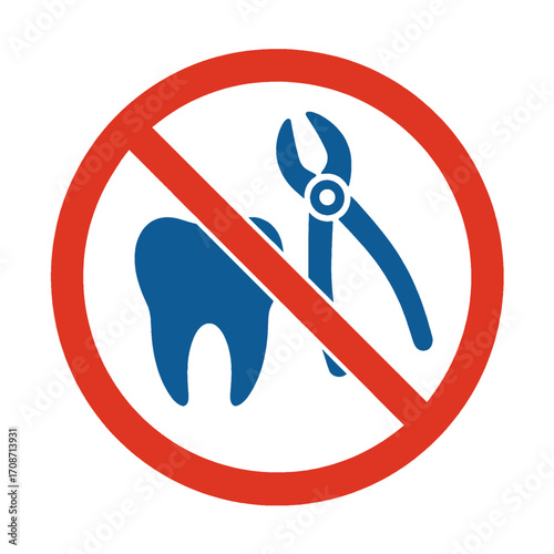 Warning symbol about prohibition of dental services,