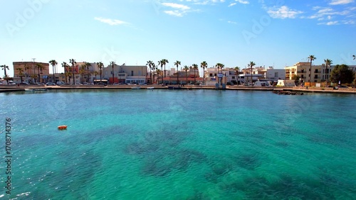 Porto Cesareo - Italy, Apulia - Aerial view of the bay and the promenade