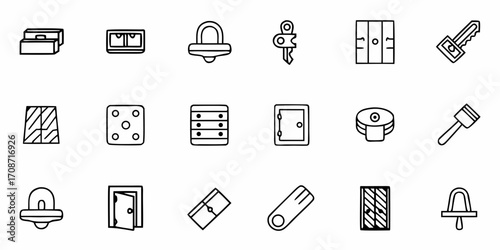 Discover a charming collection of hand-drawn icons representing security, home, and everyday objects, perfect for adding a unique touch to your designs and projects.