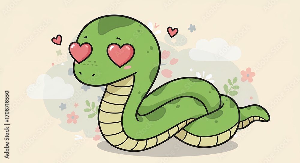Fototapeta premium Cute snake cartoon illustration
