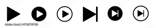 Play and Next Icon Set with Media Control Buttons Vector Illustration for Music Player UI Digital App Interface