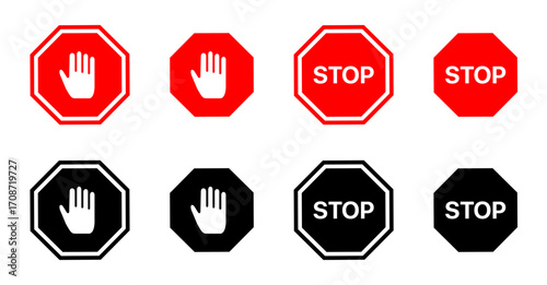Stop Sign Icon with Traffic Warning Symbol Vector Illustration for Safety Alert Road Sign Digital Design