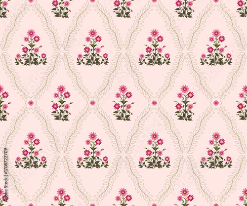 Vector Hand drawn colourful geometric flowers Motifs African boho paisley, seamless patterns with floral for fabric Ethnic Indian Pattern, textiles, clothing, wrapping paper, backdrop, banner.
