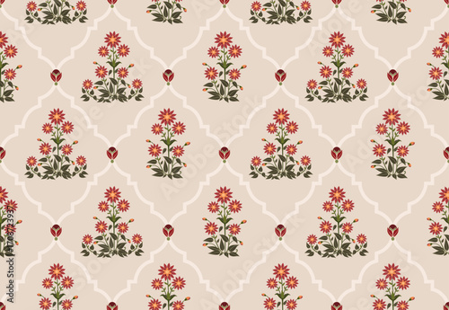 Vector Hand drawn colourful geometric flowers Motifs African boho paisley, seamless patterns with floral for fabric Ethnic Indian Pattern, textiles, clothing, wrapping paper, backdrop, banner.
