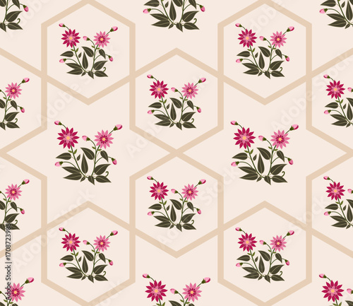 Vector Hand drawn colourful geometric flowers Motifs African boho paisley, seamless patterns with floral for fabric Ethnic Indian Pattern, textiles, clothing, wrapping paper, backdrop, banner.
