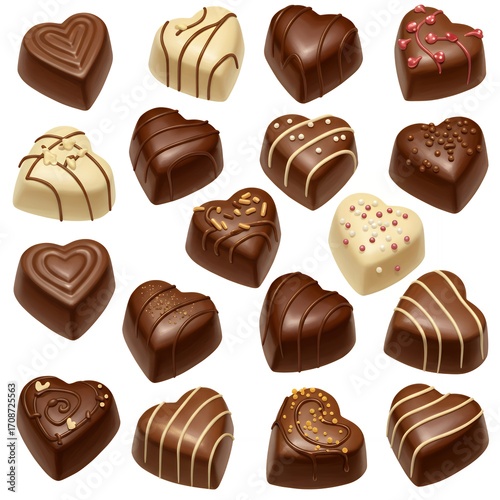 A Delightful Assortment of Heart-Shaped Chocolate Pralines