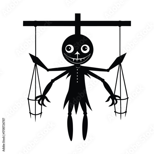 Creepy Marionette Puppet Hanging on Cross