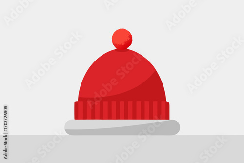 Red Christmas hat or cap vector illustration isolated symbol of Santa Claus