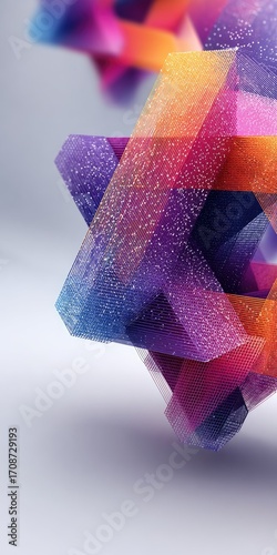 Abstract 3D geometric shapes in vibrant colors