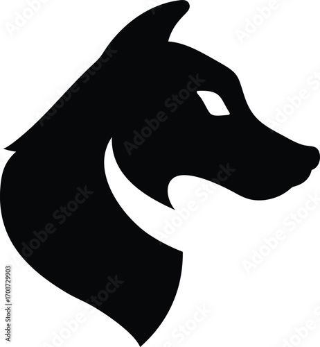 Stylized Silhouette of a Wolf Head with Sharp Features and Focused Gaze