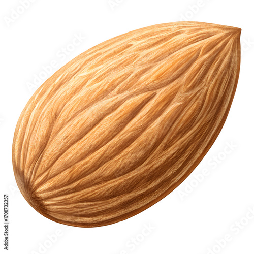 Close up of a single almond nut on a black background
