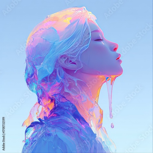 Fluid, ethereal woman with flowing, pastel colors