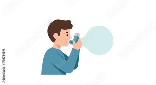 Asthma Inhaler Use Boy Using Inhaler for Respiratory Relief